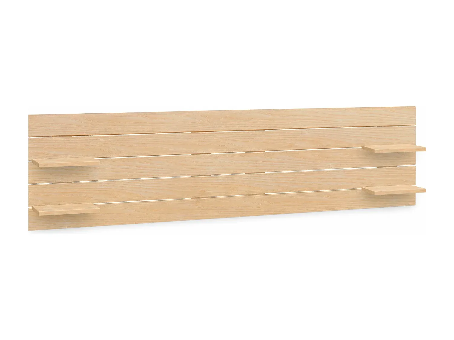 Kopfteil mit Regalen aus recyceltem Holz im japanischen Stil