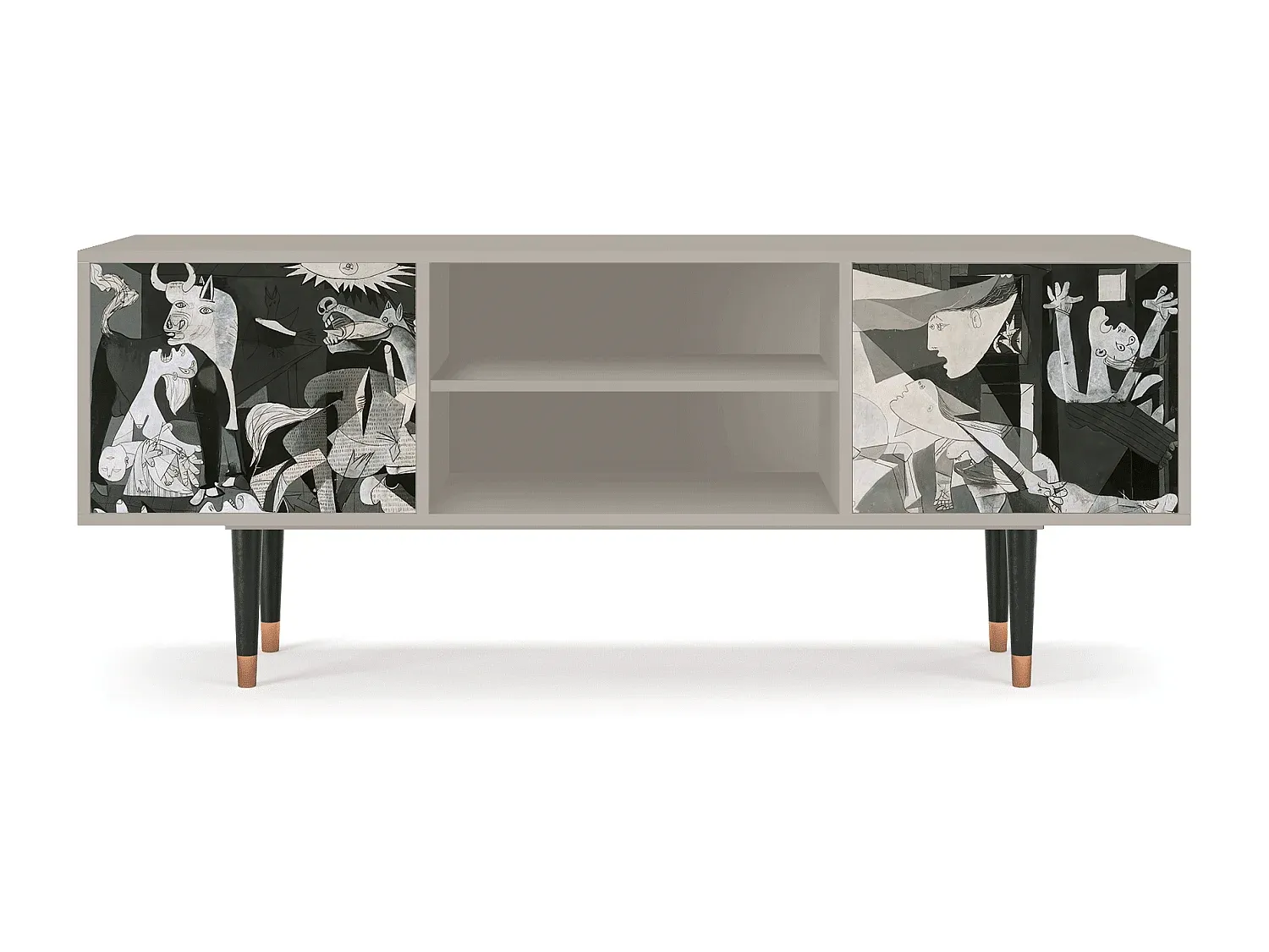 Fernsehmöbel in Eichenoptik mit Kunstmotiv