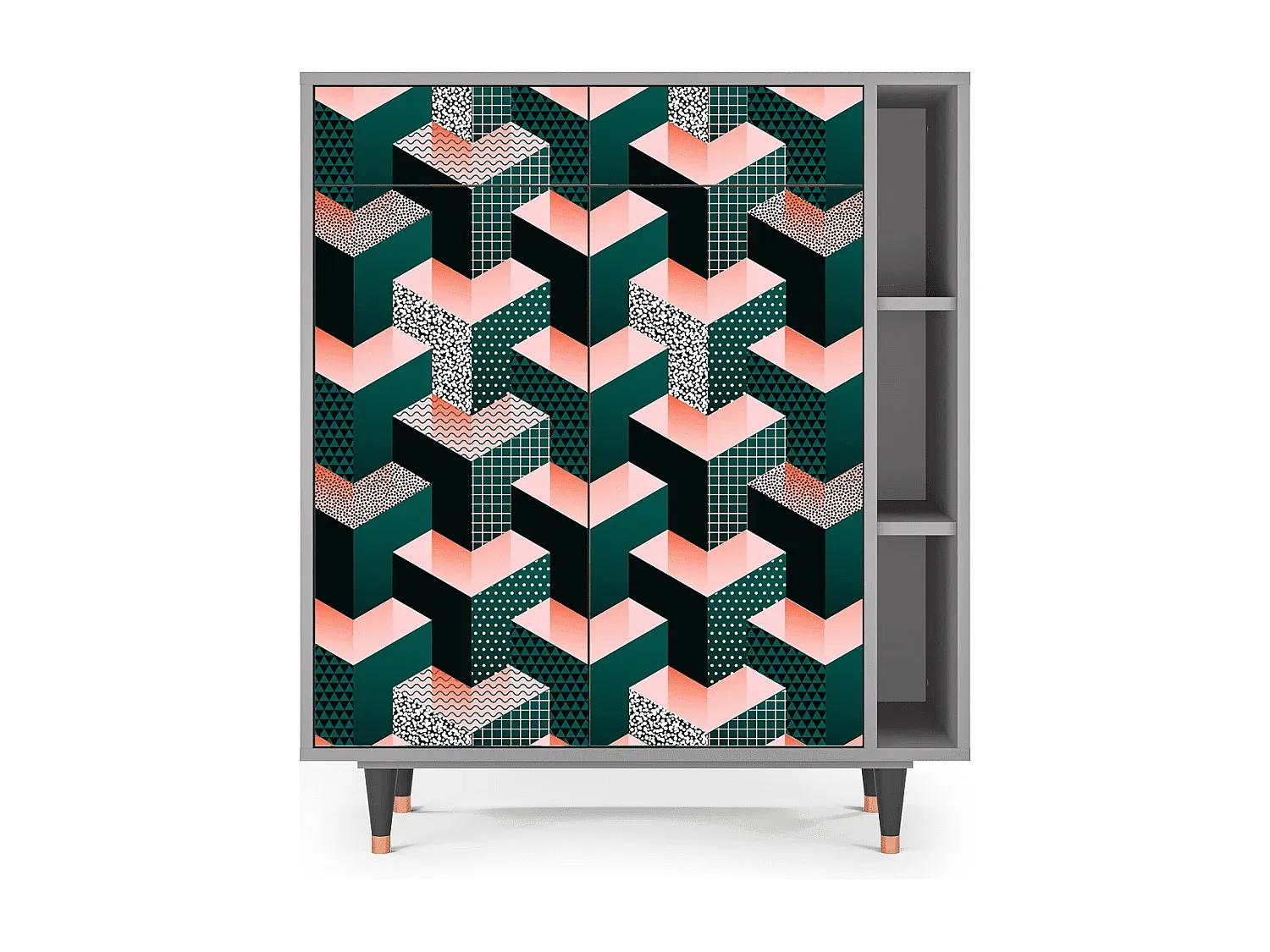 Moderner Sideboard in Grau mit Geometrischem Design