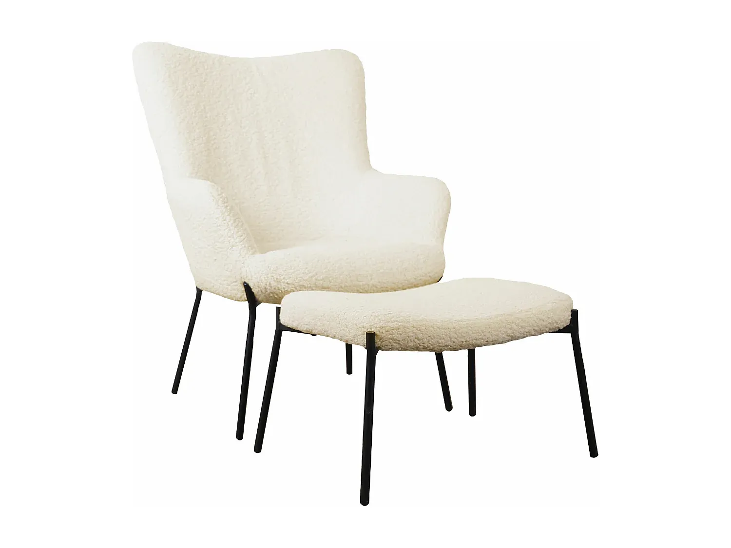 Bequemer Bouclé-Sessel mit Fußstütze in Beige