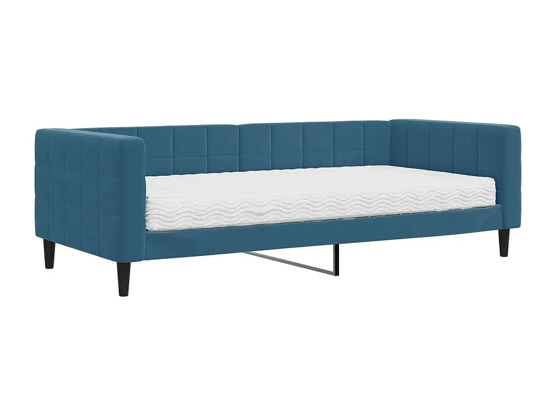 Blaues Samt-Tagesbett 90x200 cm mit Matratze