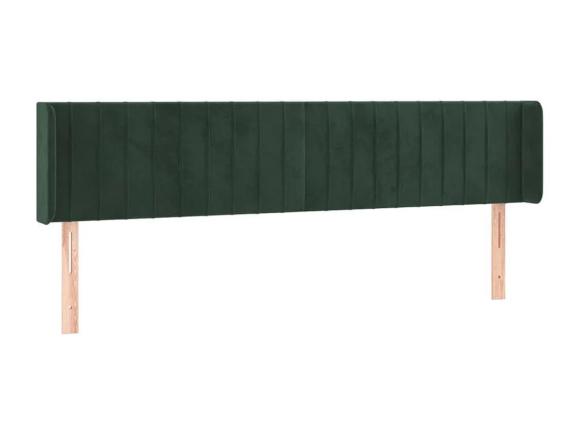 Samt-Kopfteil mit Flügeln in Dunkelgrün, 203x16x78/88 cm