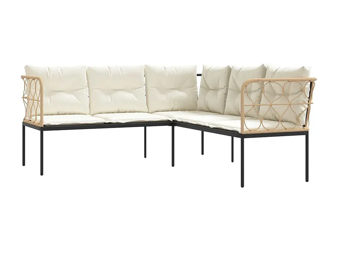 Ecksofa für Garten mit Kissen Schwarz