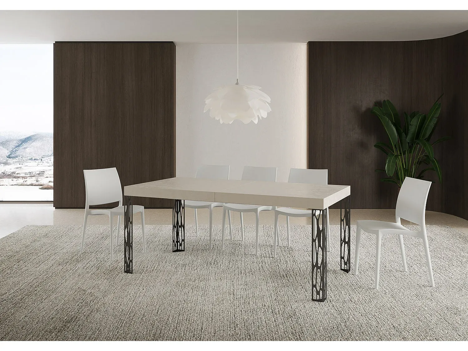 Moderner Ausziehtisch 160-264 cm mit Eisenrahmen