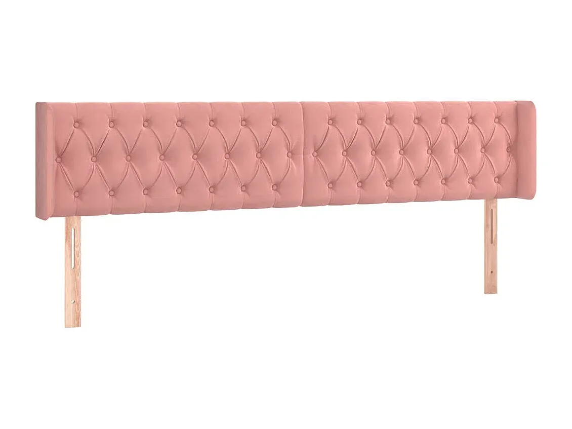 Samt Kopfteil in Rosa mit Ohren, 203x16x78/88 cm
