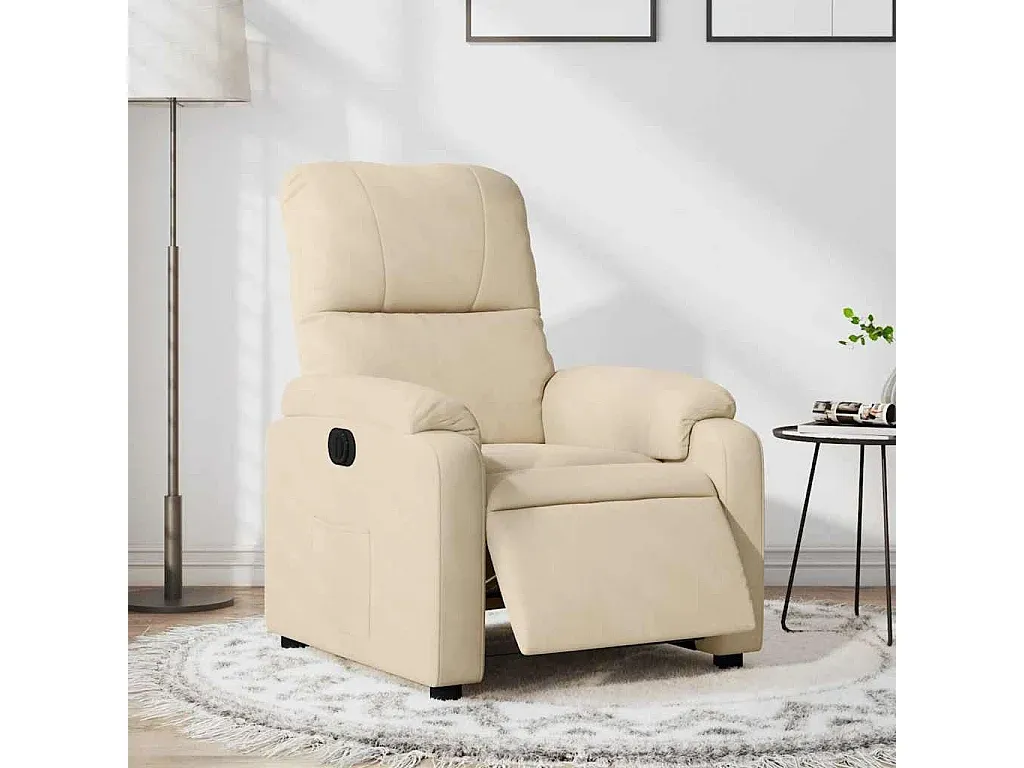 Elektrischer Entspannungssessel mit Mikrofaserbezug in Creme