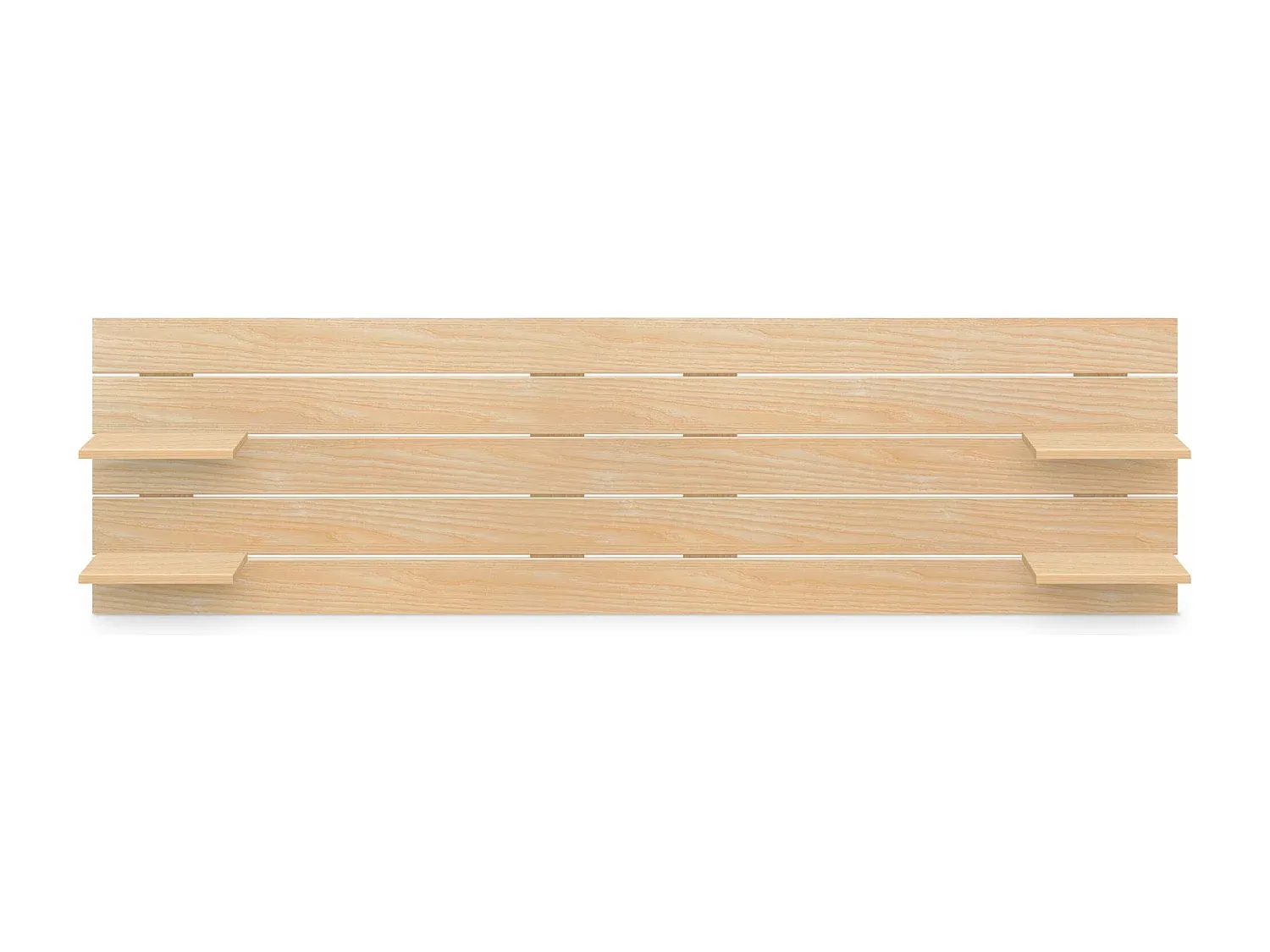 Kopfteil mit Regalen aus recyceltem Holz im japanischen Stil