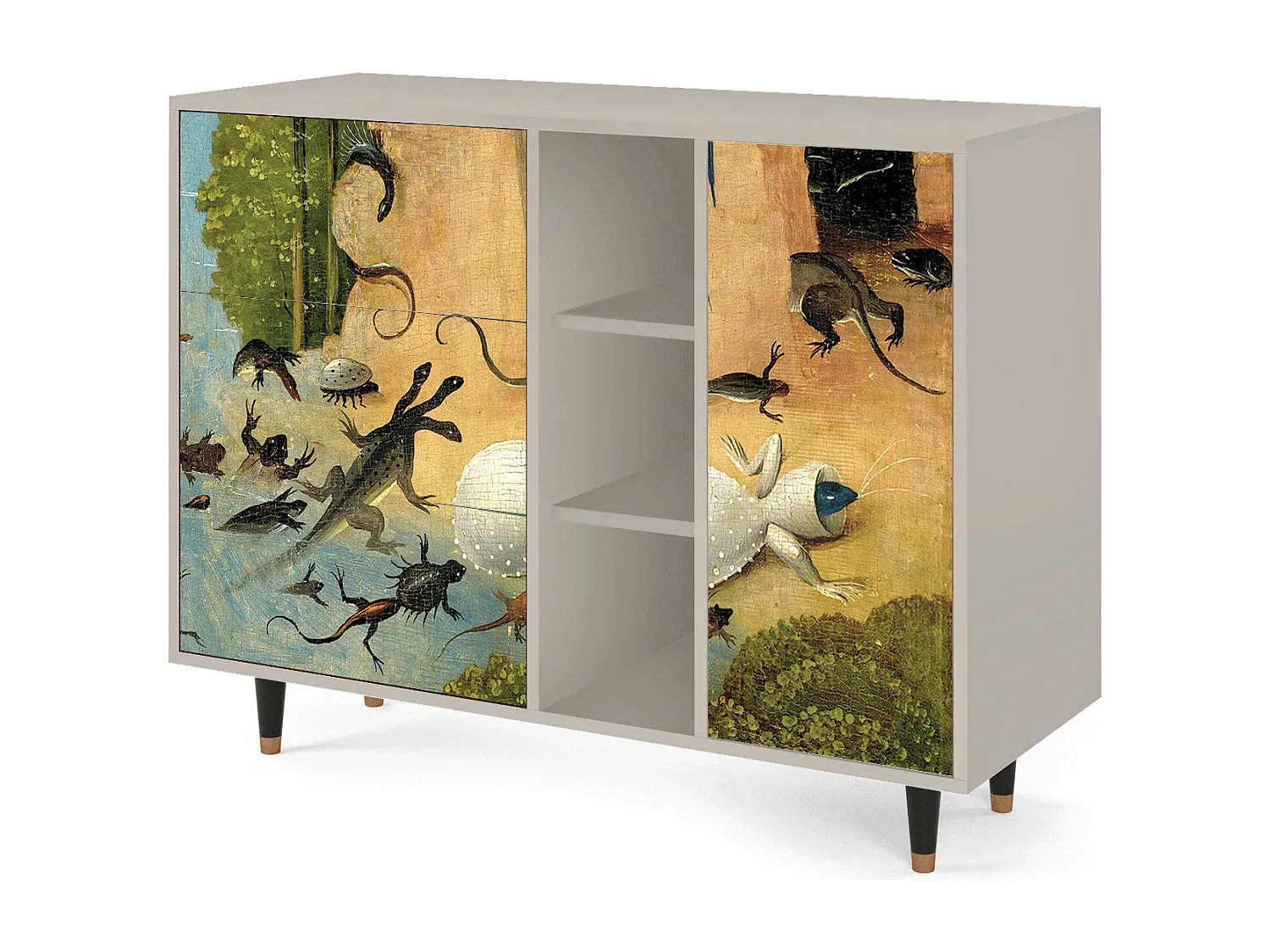 Moderner Beistellschrank aus Holz, sandfarben, 125x98x48 cm