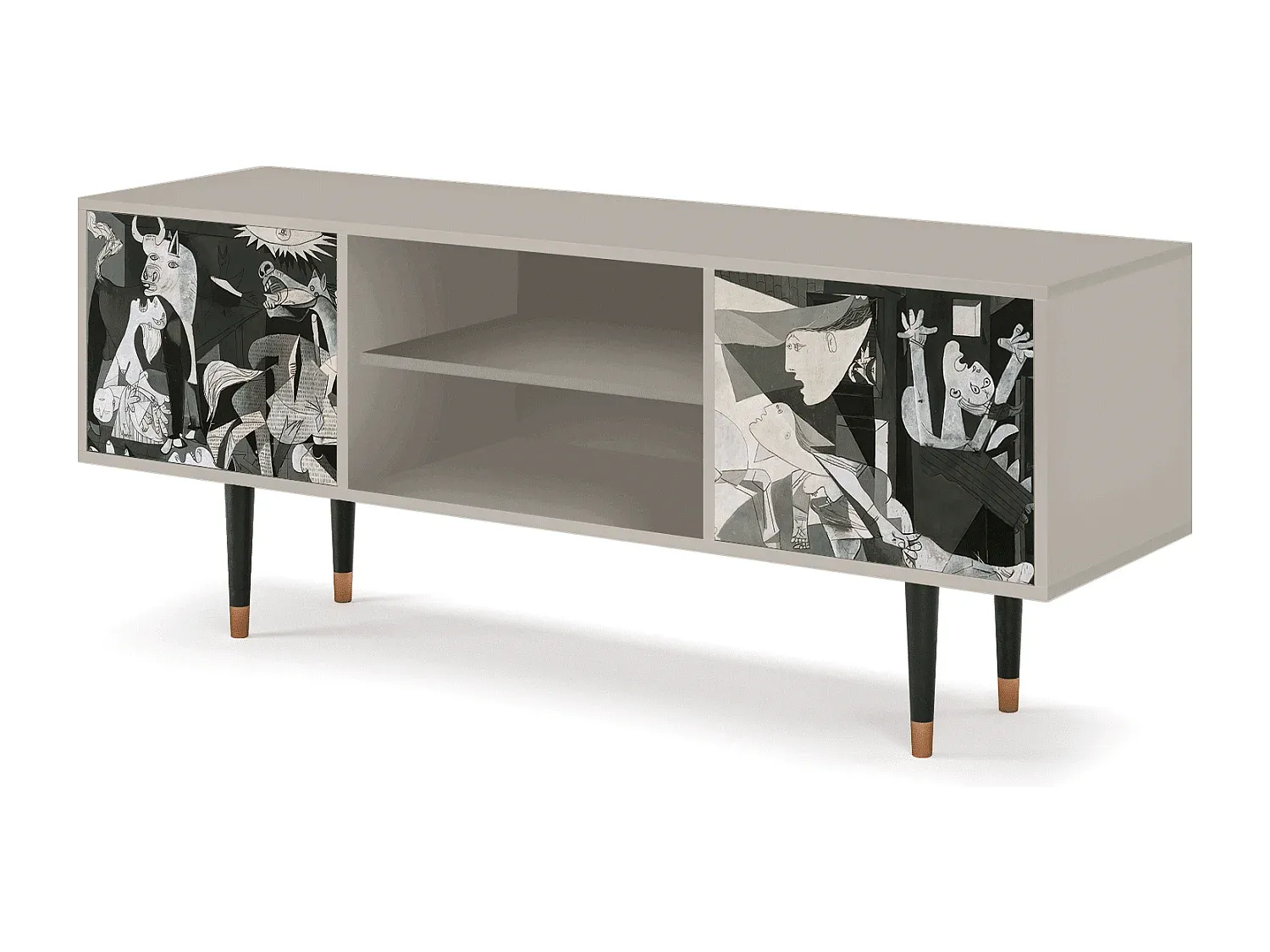Fernsehmöbel in Eichenoptik mit Kunstmotiv