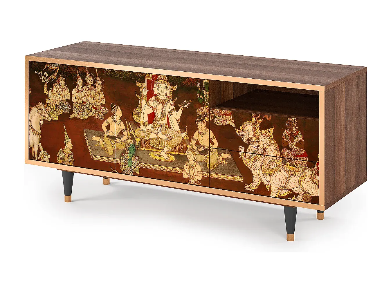 Moderner TV-Schrank mit Walnuss-Finish