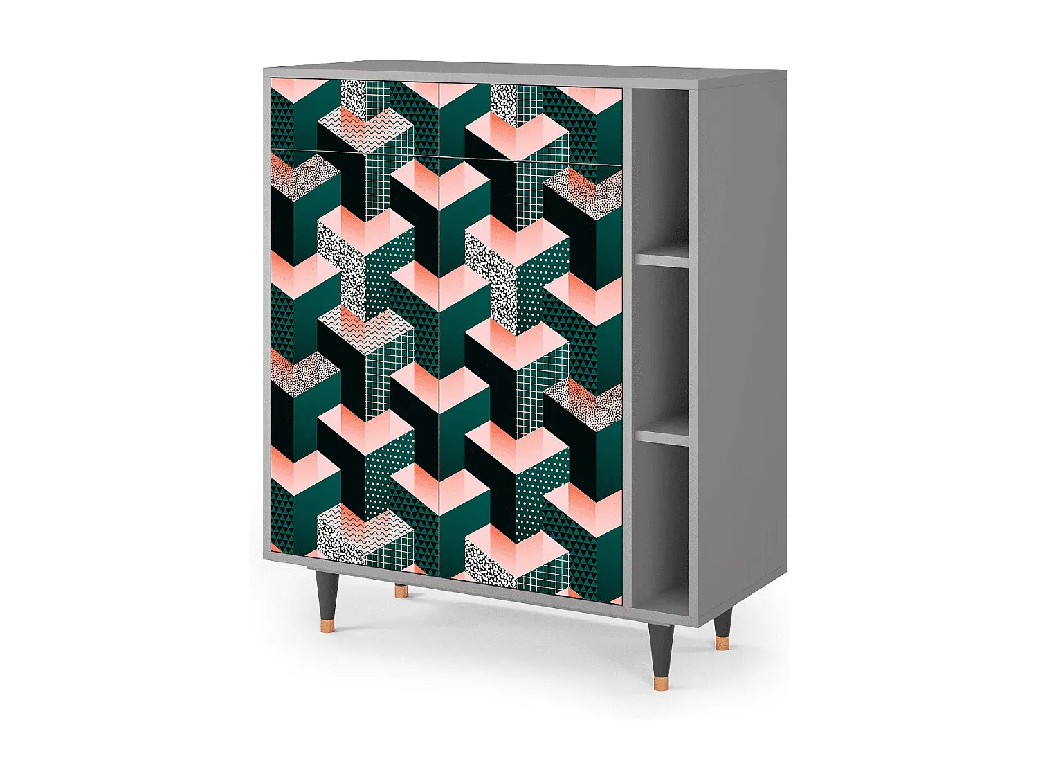 Moderner Sideboard in Grau mit Geometrischem Design