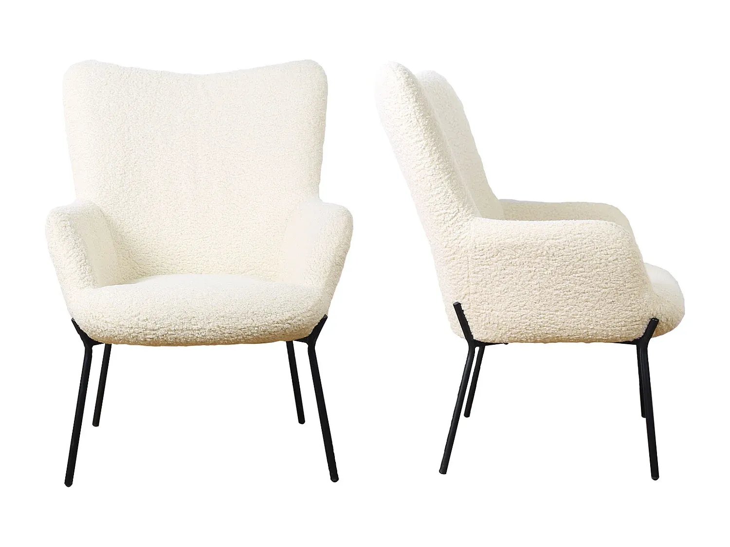 Bequemer Bouclé-Sessel mit Fußstütze in Beige