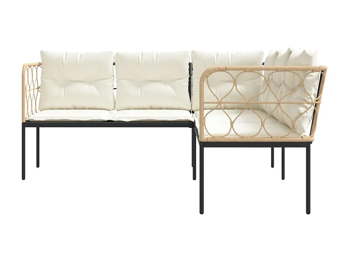 Ecksofa für Garten mit Kissen Schwarz