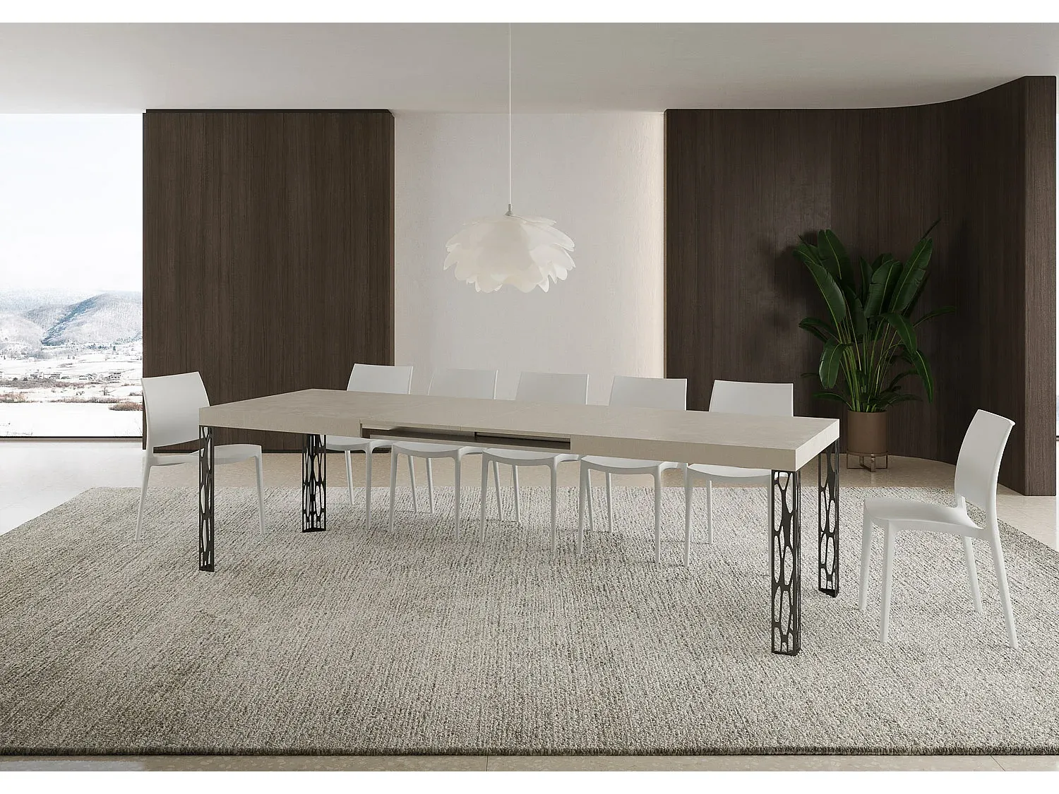 Moderner Ausziehtisch 160-264 cm mit Eisenrahmen