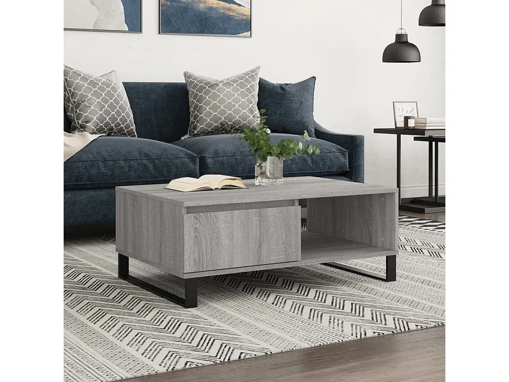 Moderner Grauer Wohnzimmertisch aus Holzwerkstoff