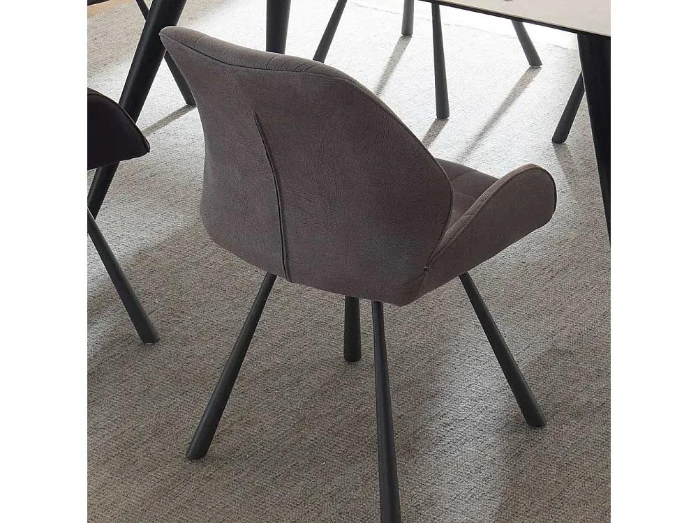 Moderne hellgraue Microfaser-Stühle im 2er-Set