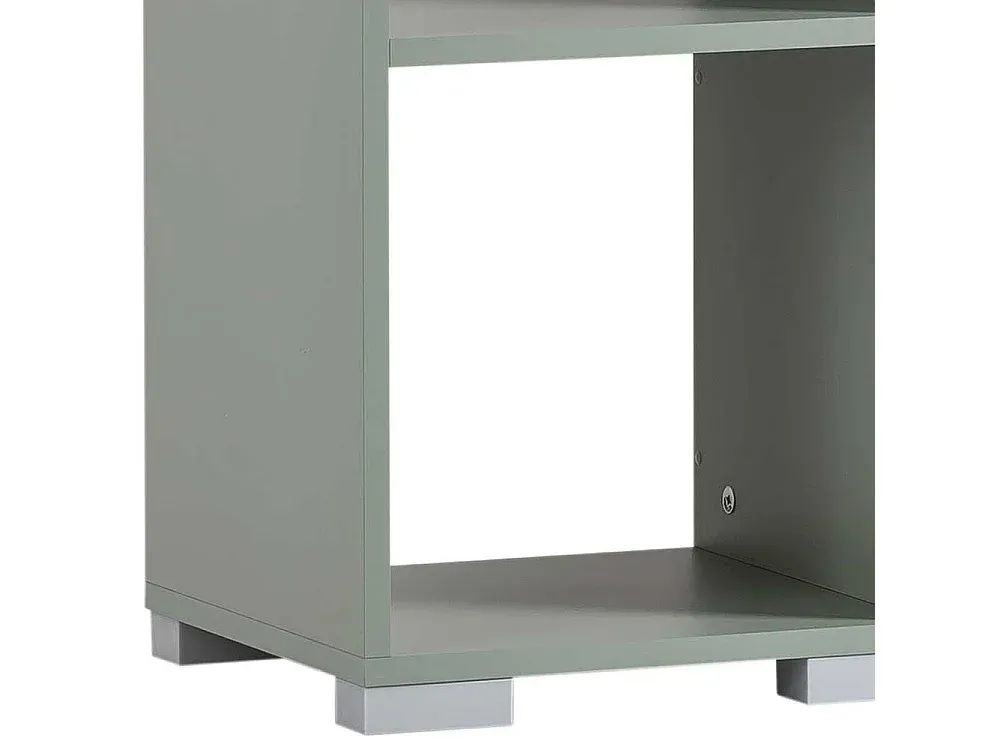 Grünes Standregal mit vier offenen Fächern