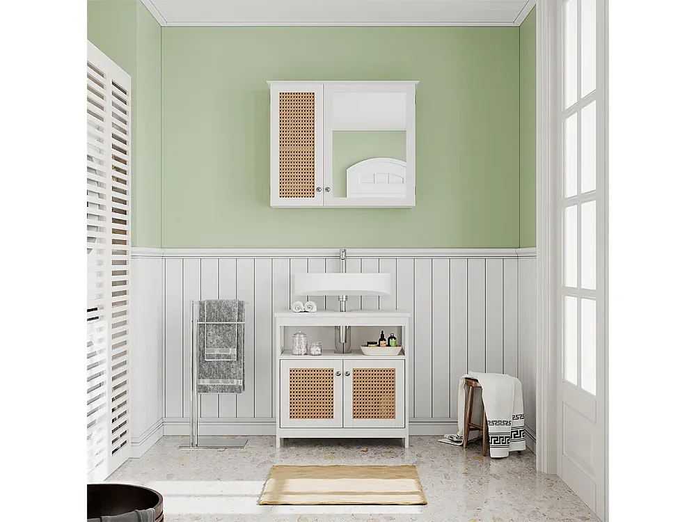 Moderner weißer Waschbeckenunterschrank mit Stauraum