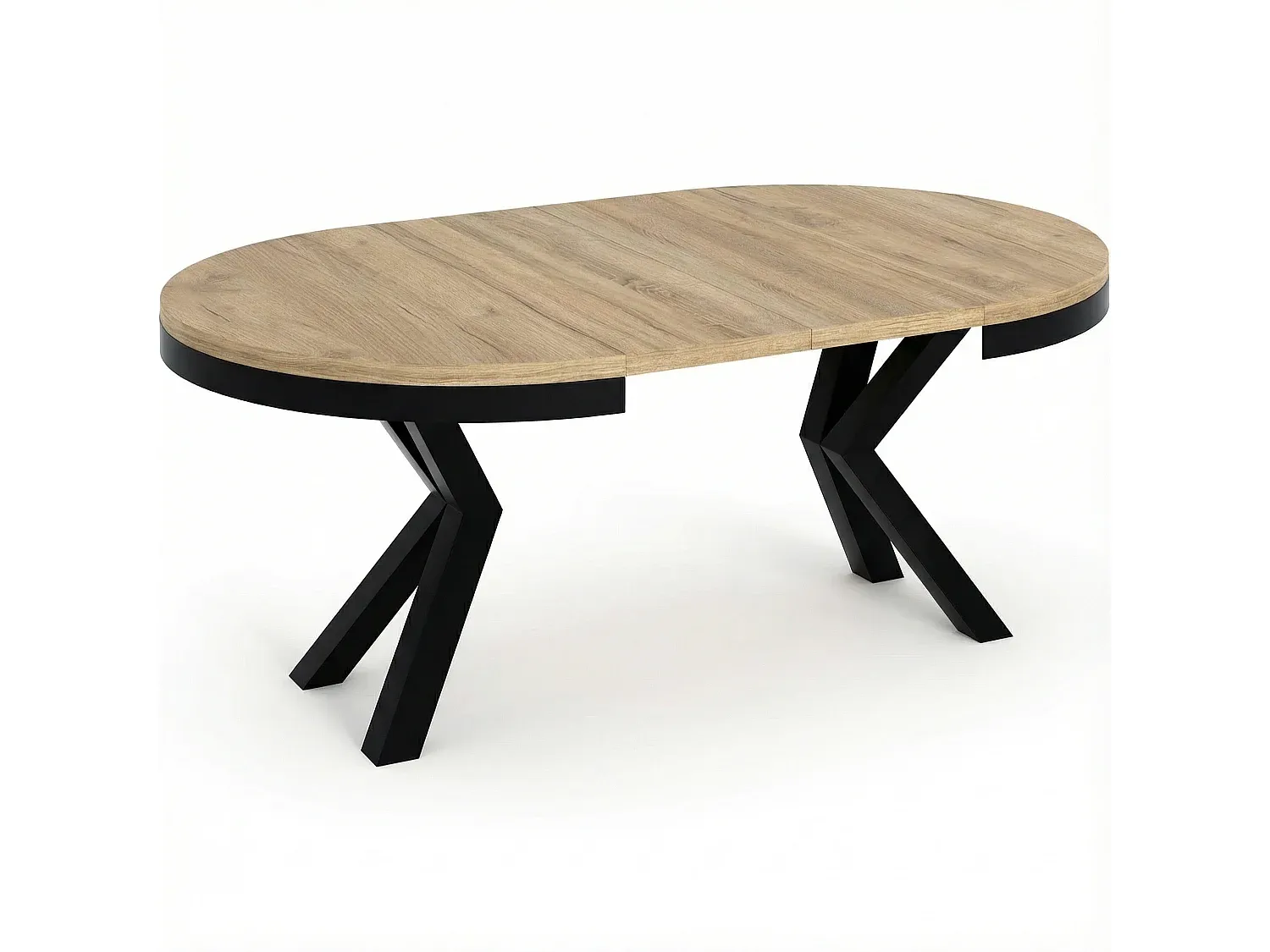 Ausziehbarer Esstisch im Industriestil mit Metallbeinen, platzsparend, Eiche Sonoma, 100 cm