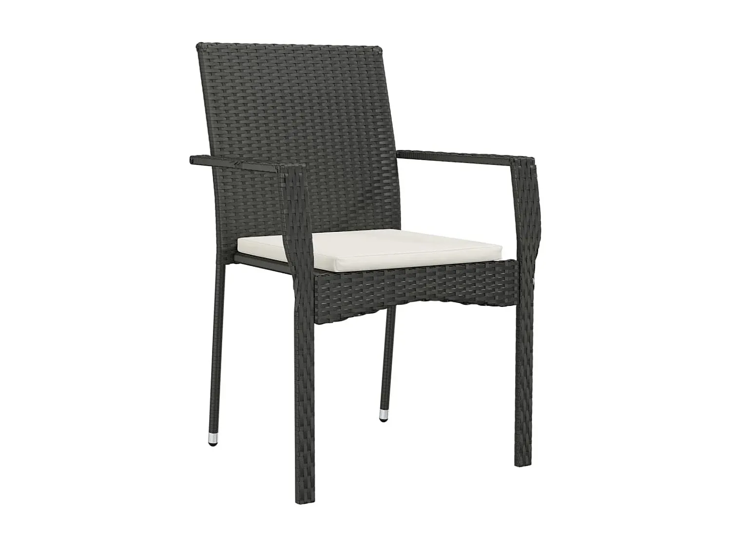 Garten-Essgruppe 3-teilig mit Kissen, Schwarz Poly Rattan