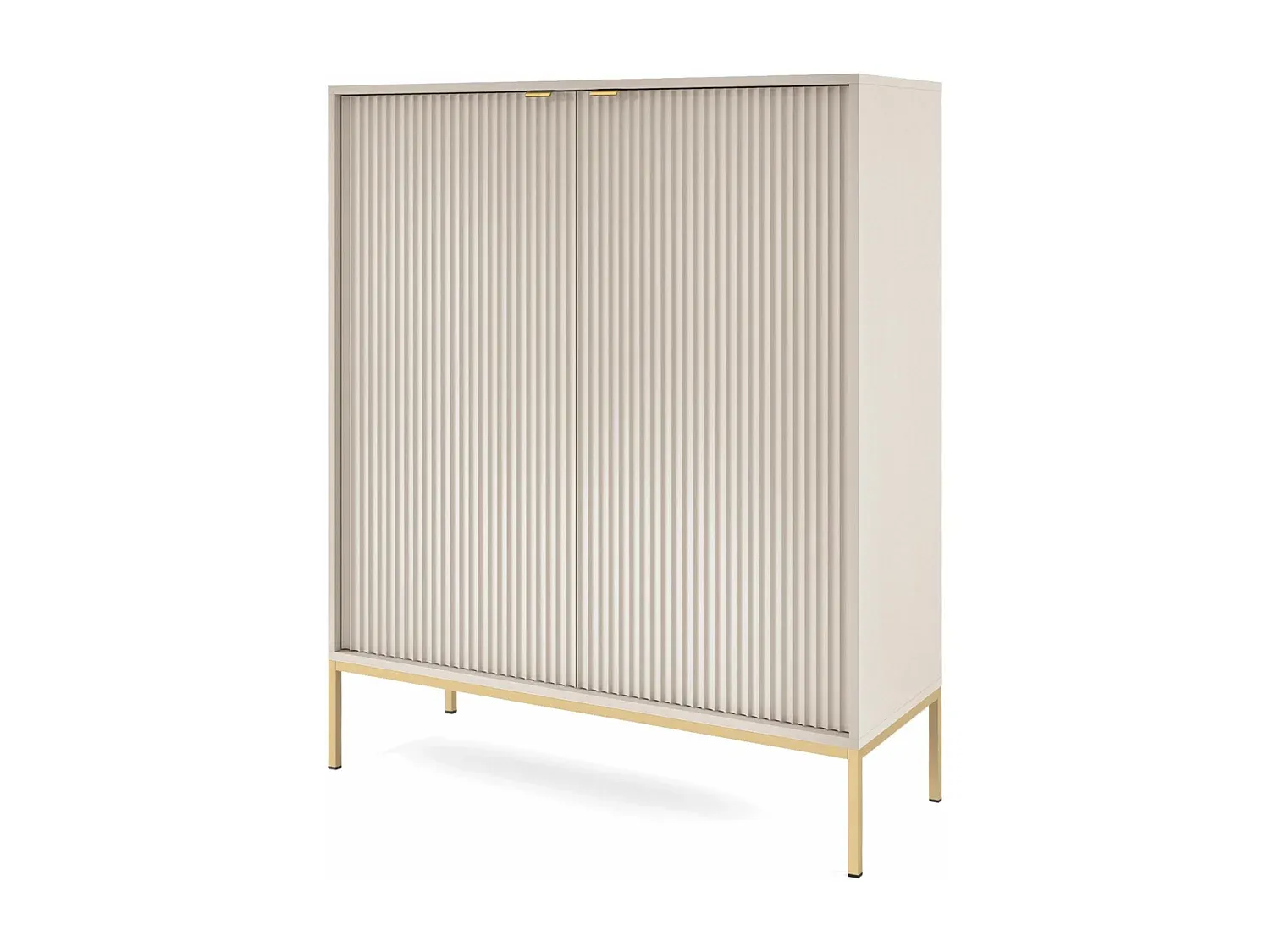 Modernes Highboard mit goldfarbenem Gestell, 2-türig, Greige