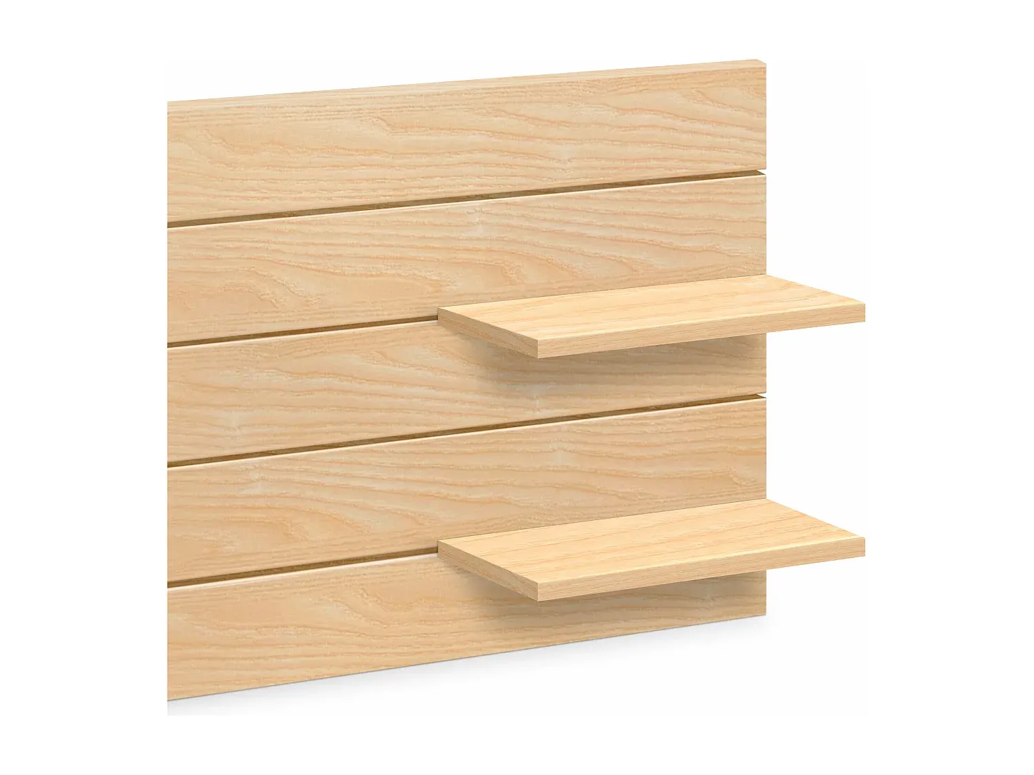 Kopfteil mit Regalen aus recyceltem Holz im japanischen Stil