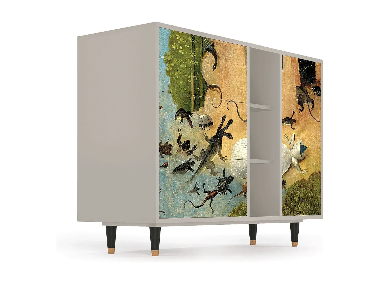 Moderner Beistellschrank aus Holz, sandfarben, 125x98x48 cm