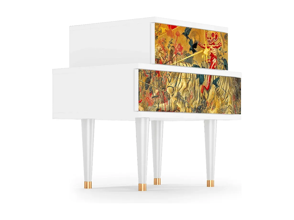 Moderner Nachttisch mit Kunstdesign, Weiß