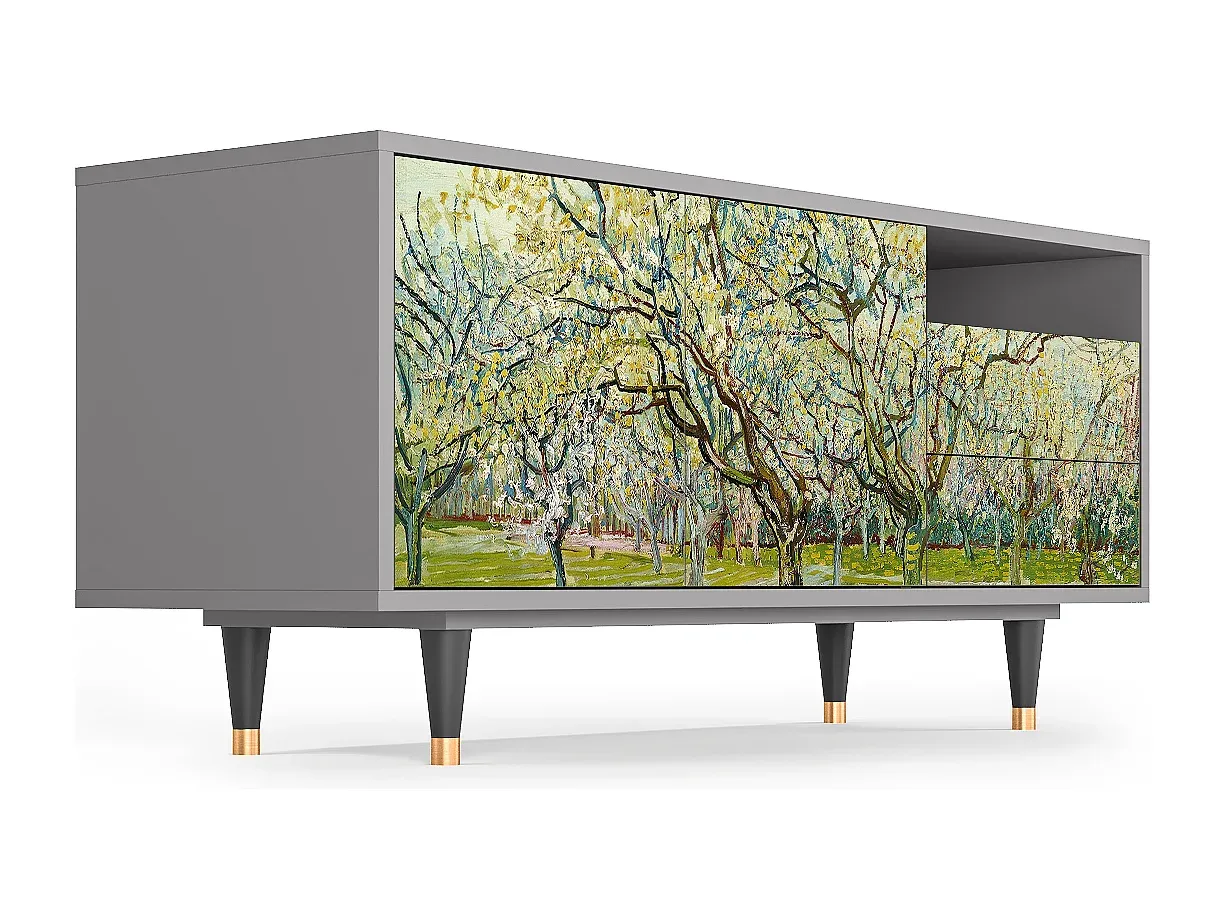 Moderner TV-Schrank in Weiß und Grau - 125x56x41 cm