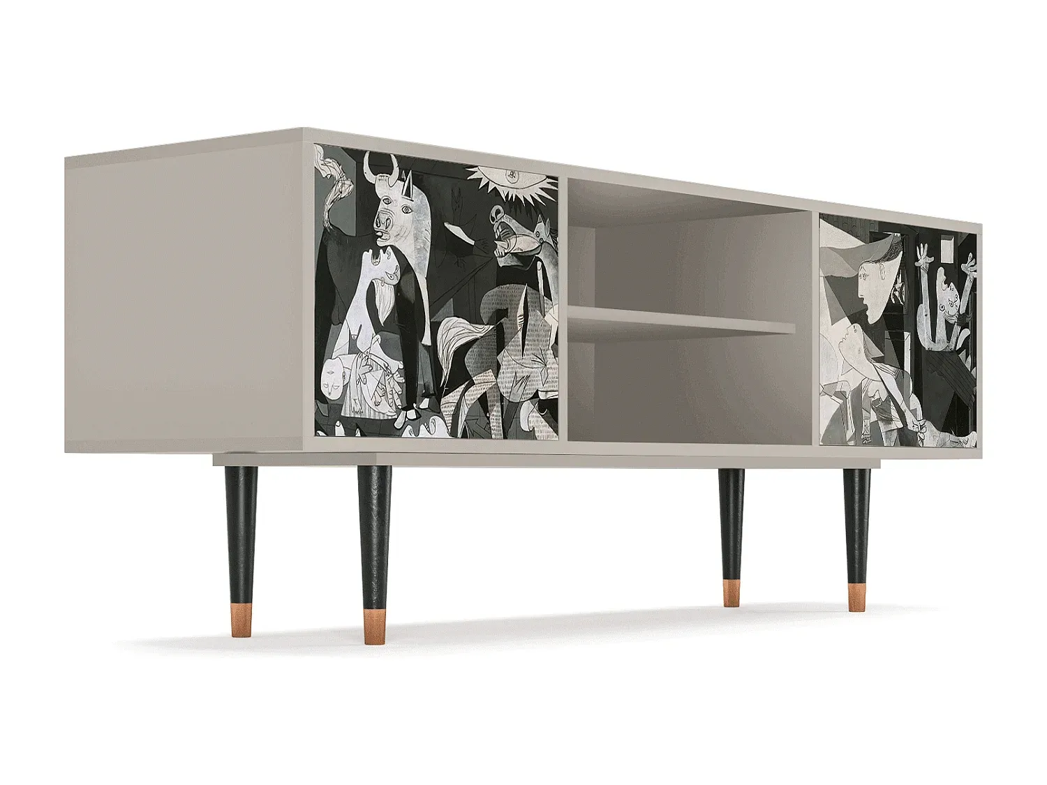 Fernsehmöbel in Eichenoptik mit Kunstmotiv