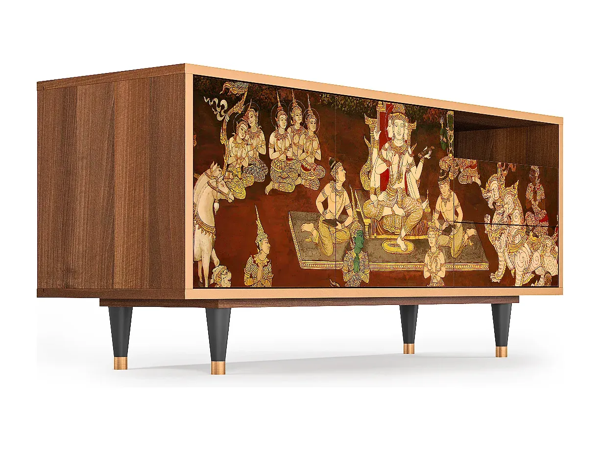 Moderner TV-Schrank mit Walnuss-Finish