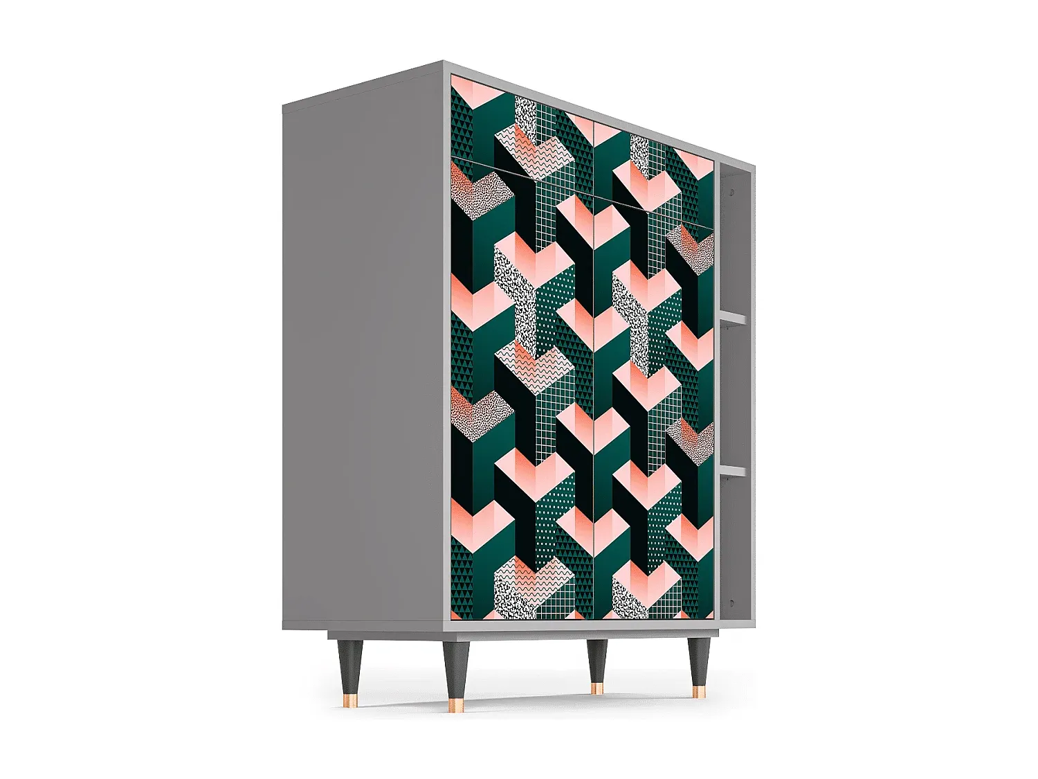 Moderner Sideboard in Grau mit Geometrischem Design