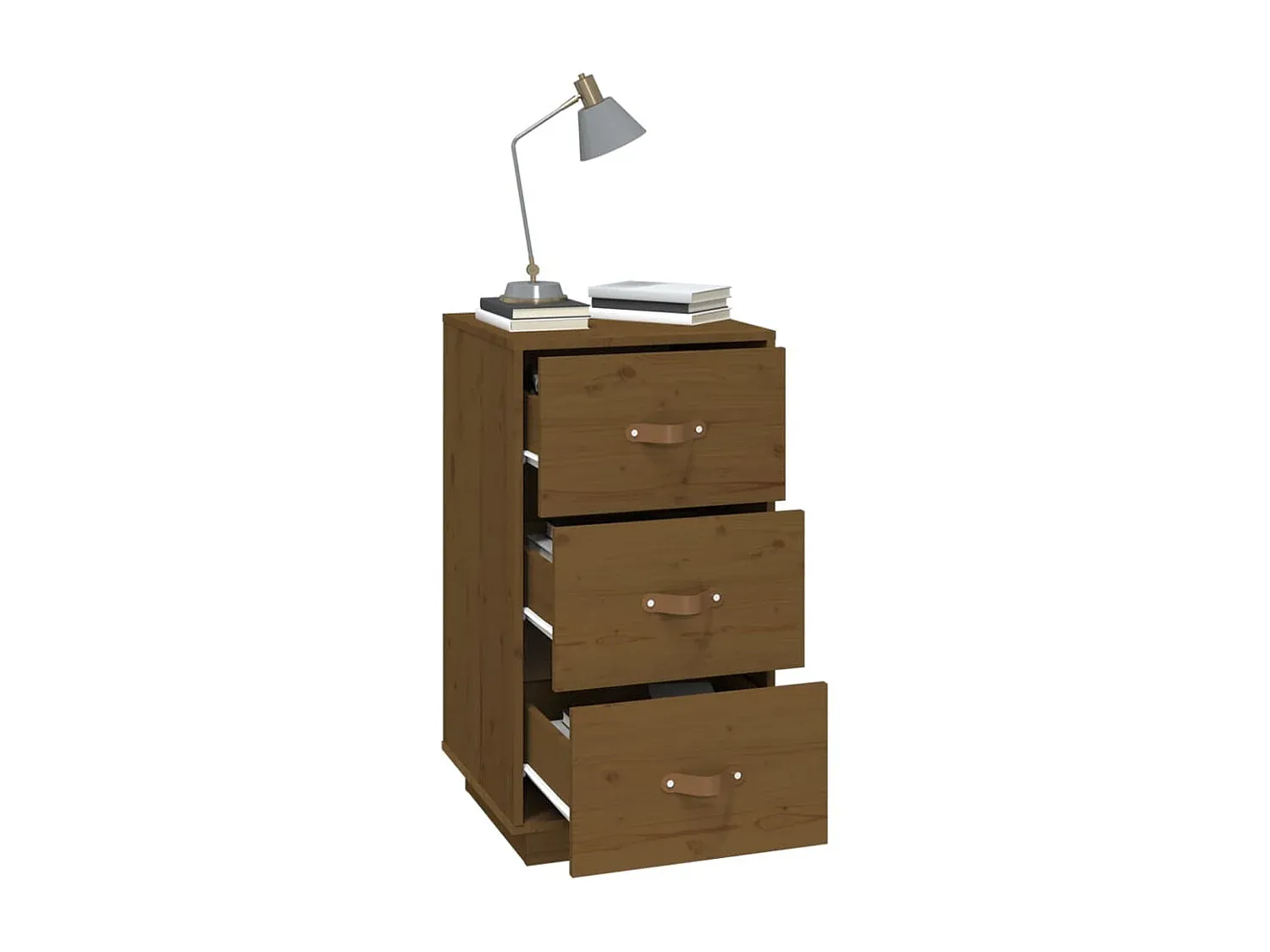 Nachttisch Set aus Massivholz Kiefer in Honigbraun, 2 Stück