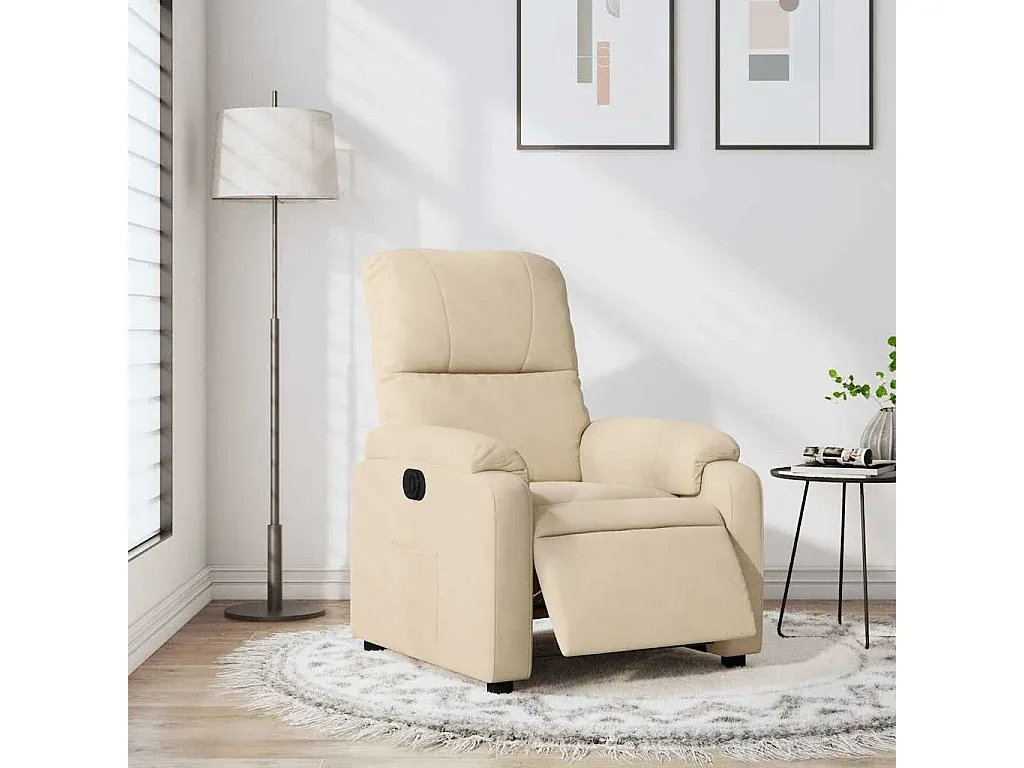 Elektrischer Entspannungssessel mit Mikrofaserbezug in Creme