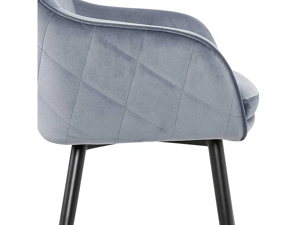 Moderner Esszimmerstuhl mit Samtbezug in Hellgrau und Schwarz