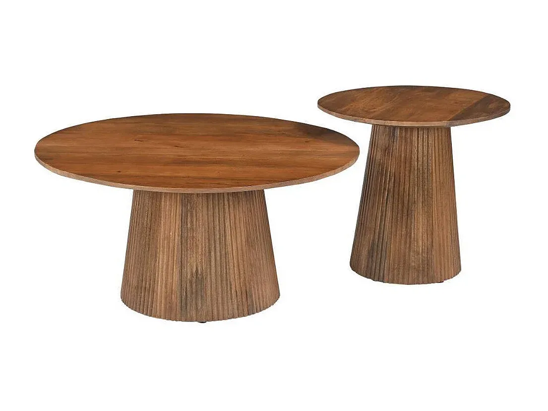 Runder Massivholz-Couchtisch für das Wohnzimmer