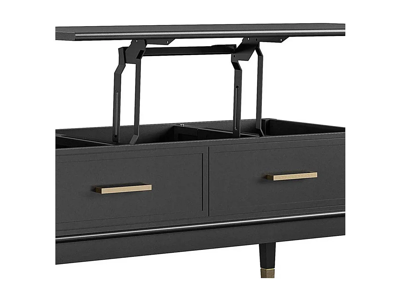 Höhenverstellbarer Holztisch mit Metallakzenten