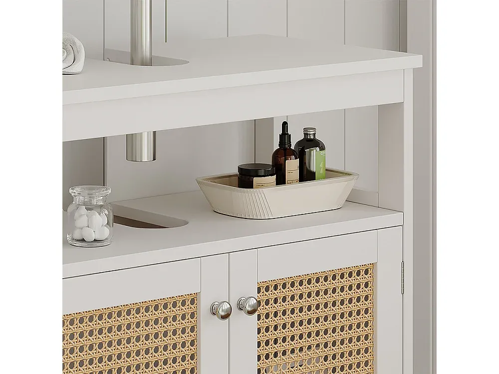 Moderner weißer Waschbeckenunterschrank mit Stauraum