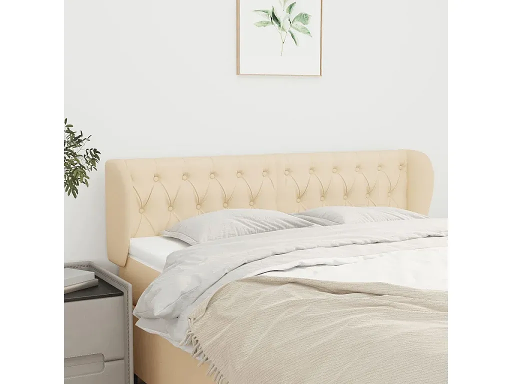 Stoff-Kopfteil mit Ohren in Creme 147x23x78/88 cm