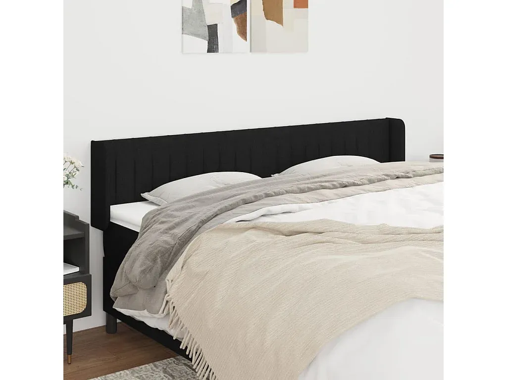 Hohes Stoff-Kopfteil für Bett in Schwarz 163x16x78/88 cm
