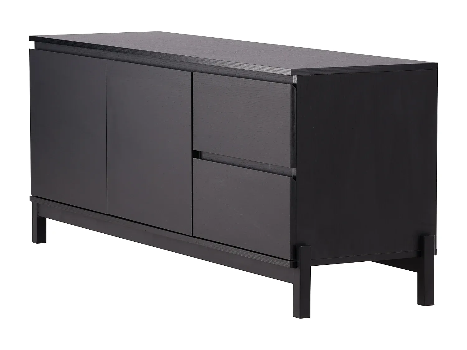 Schwarze Kommode mit Türen und Schubladen 135x40x56