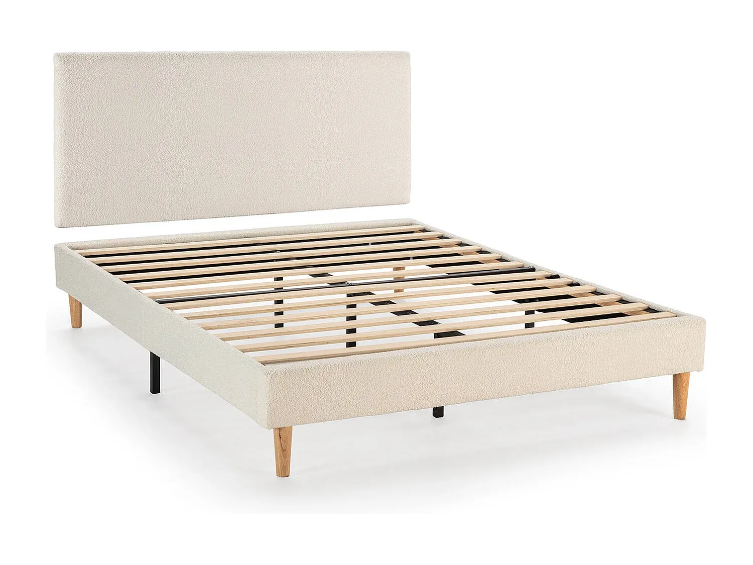 Bequemes Polsterbett mit Kopfteil 140x190 cm Beige