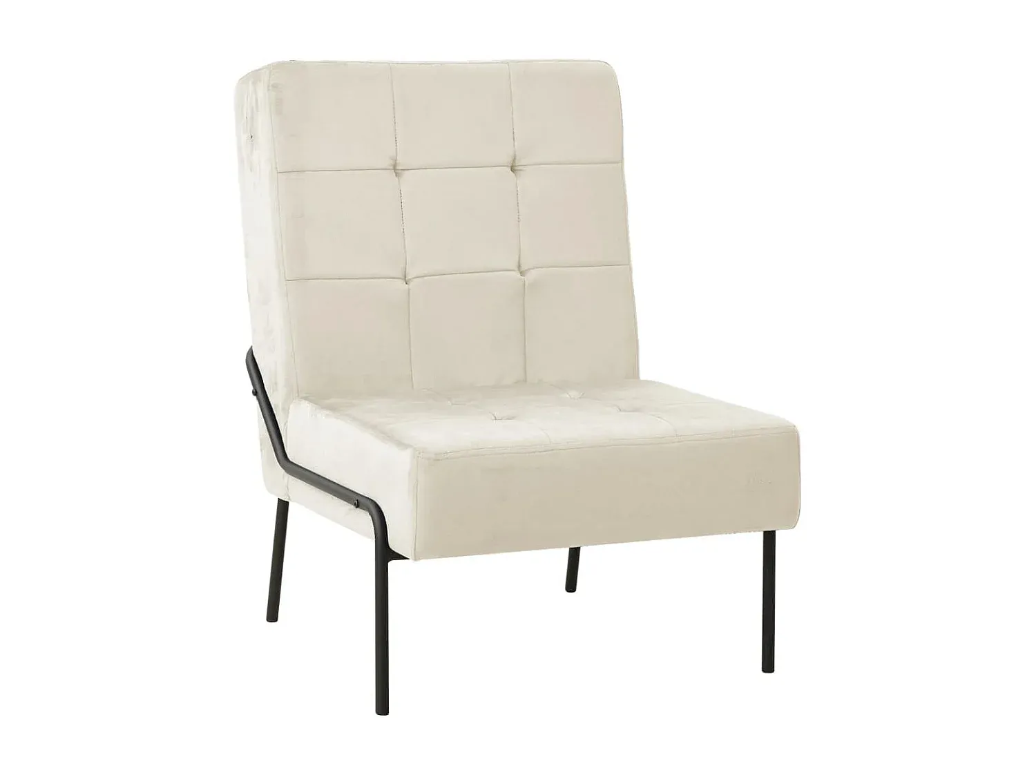 Bequemer Samtstuhl in Cremeweiß, 65x79x87 cm