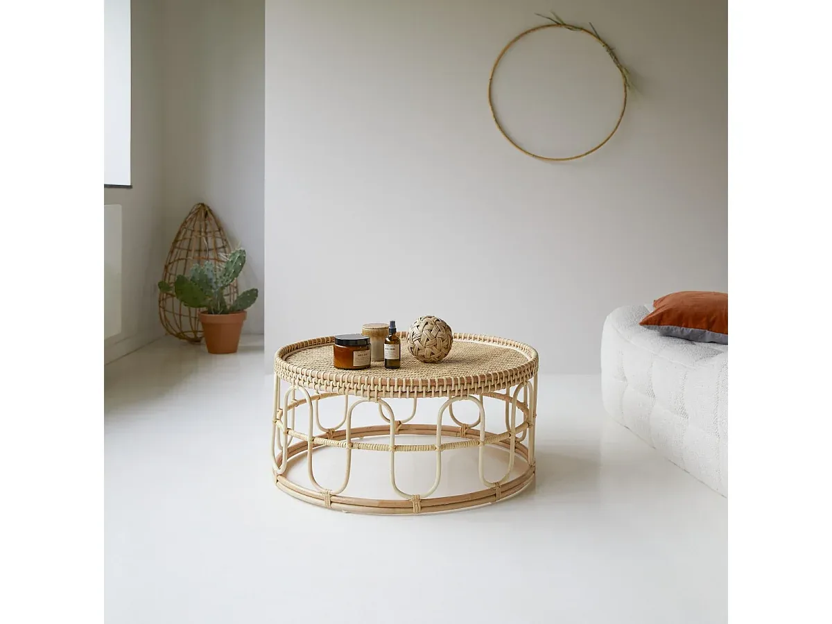 Moderner Rattan-Couchtisch für Wohnzimmer
