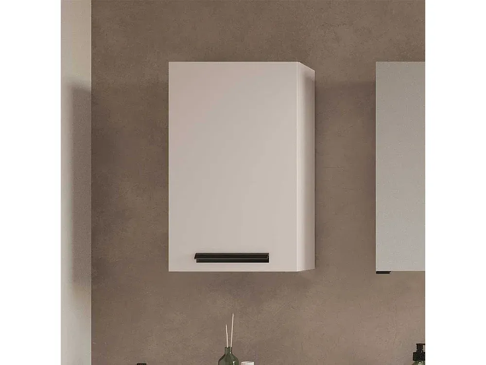 Hellgrauer Badezimmerschrank mit Metallgriff