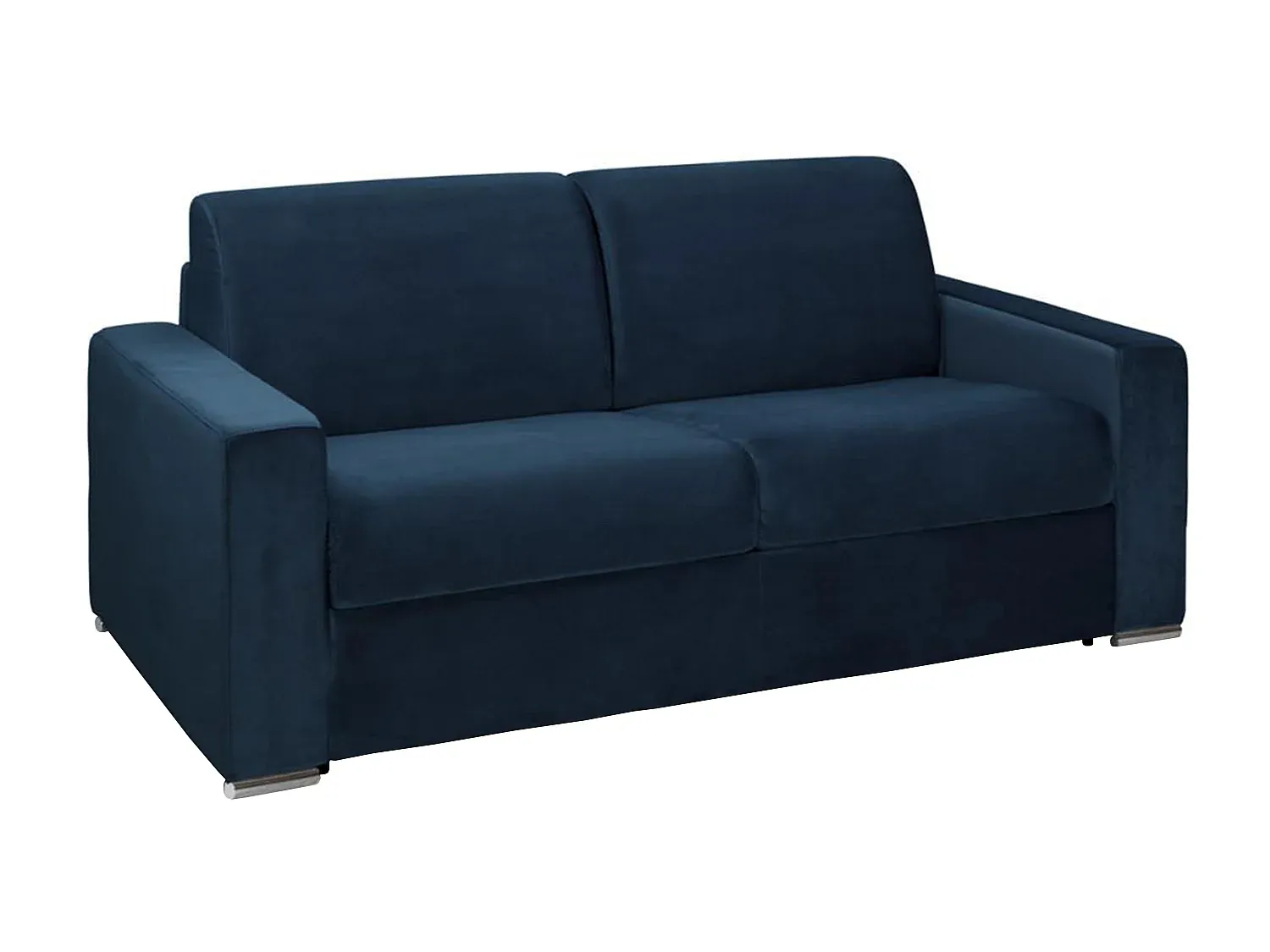 Elegantes 3-Sitzer Schlafsofa aus Samt in Dunkelblau