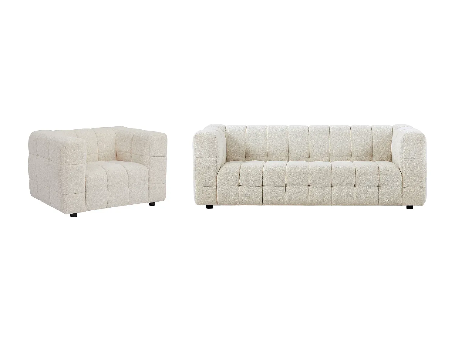 Bequeme Sofagarnitur aus Bouclé-Stoff