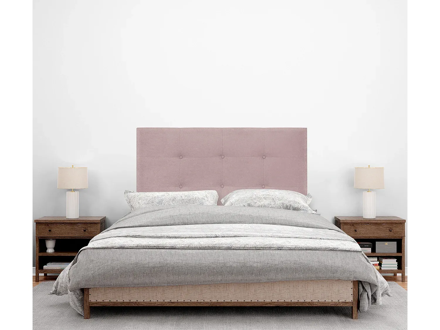 Getuftetes Kopfteil mit Bettbeinen, Lachs, 110 x 115 cm