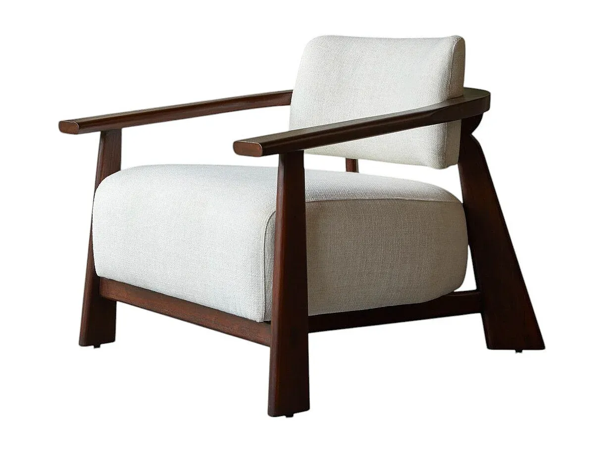 Gemütlicher Sessel aus Mindiholz mit Stoffbezug