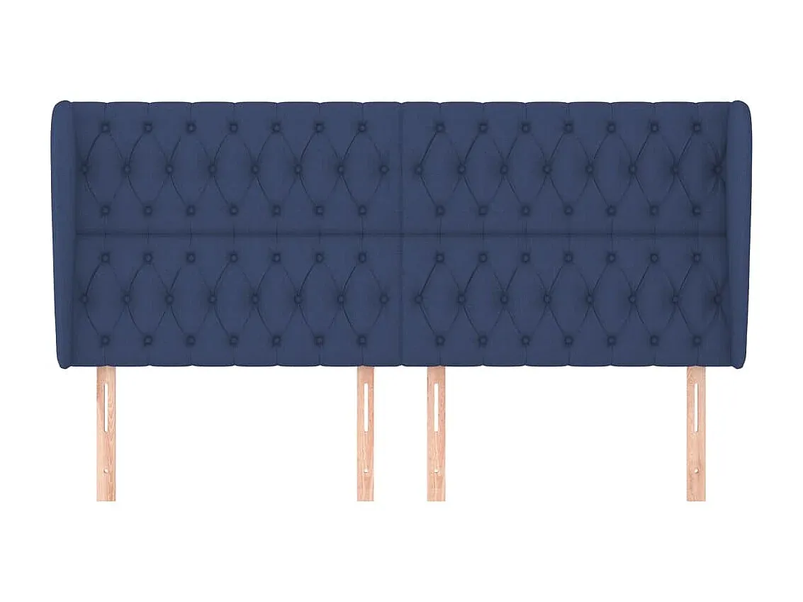 Bettkopfteil mit Ohren in Blau, Stoff, 203x23x118/128 cm